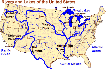 united states map with bodies of water and rivers Standard Us1 2c united states map with bodies of water and rivers